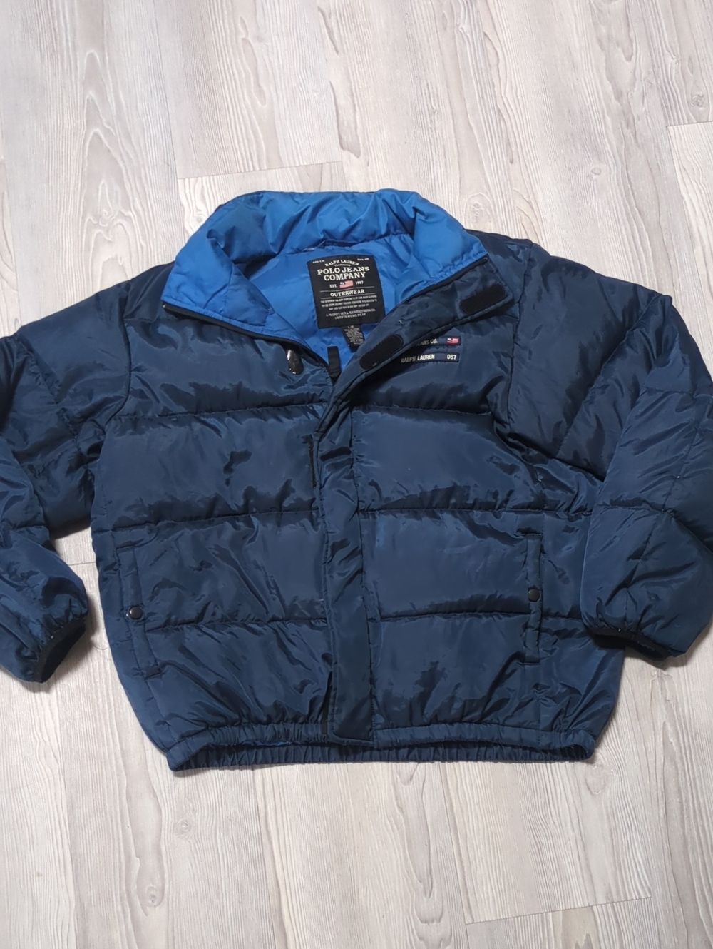 Polo Jeans Co Ralph Lauren Vintage Blue Puffer Jacket L/XL Flaws